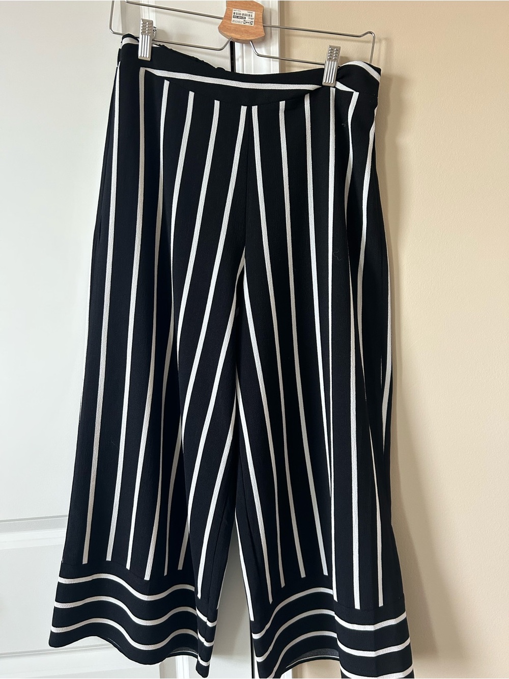 Altar'd State Black and White Vertical Stripe Wide Leg Pants